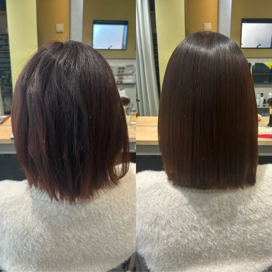 ミディアム パーマ 髪質改善 ストレートパーマ カット 縮毛矯正 トリートメント hubhair レイヤー/透明感のヘアスタイル