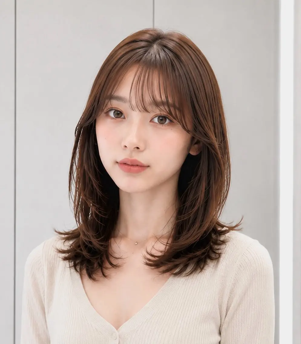ミディアム トリートメント ミディアムレイヤー shion‎🤍のヘアスタイル