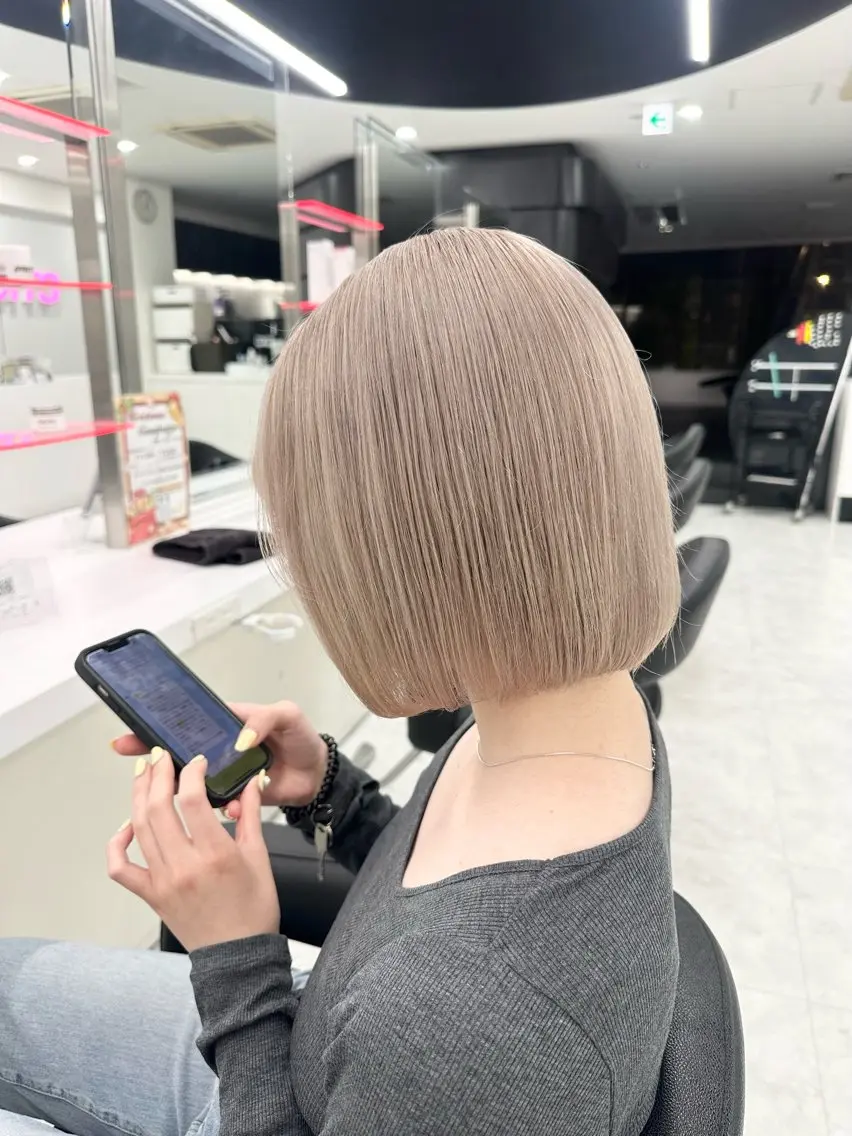 🥣4.5月限定🥣 ハイトーンボブにしたい方🤍ボブカット+ブリーチ1回+オンカラー+スタイリング♡の写真