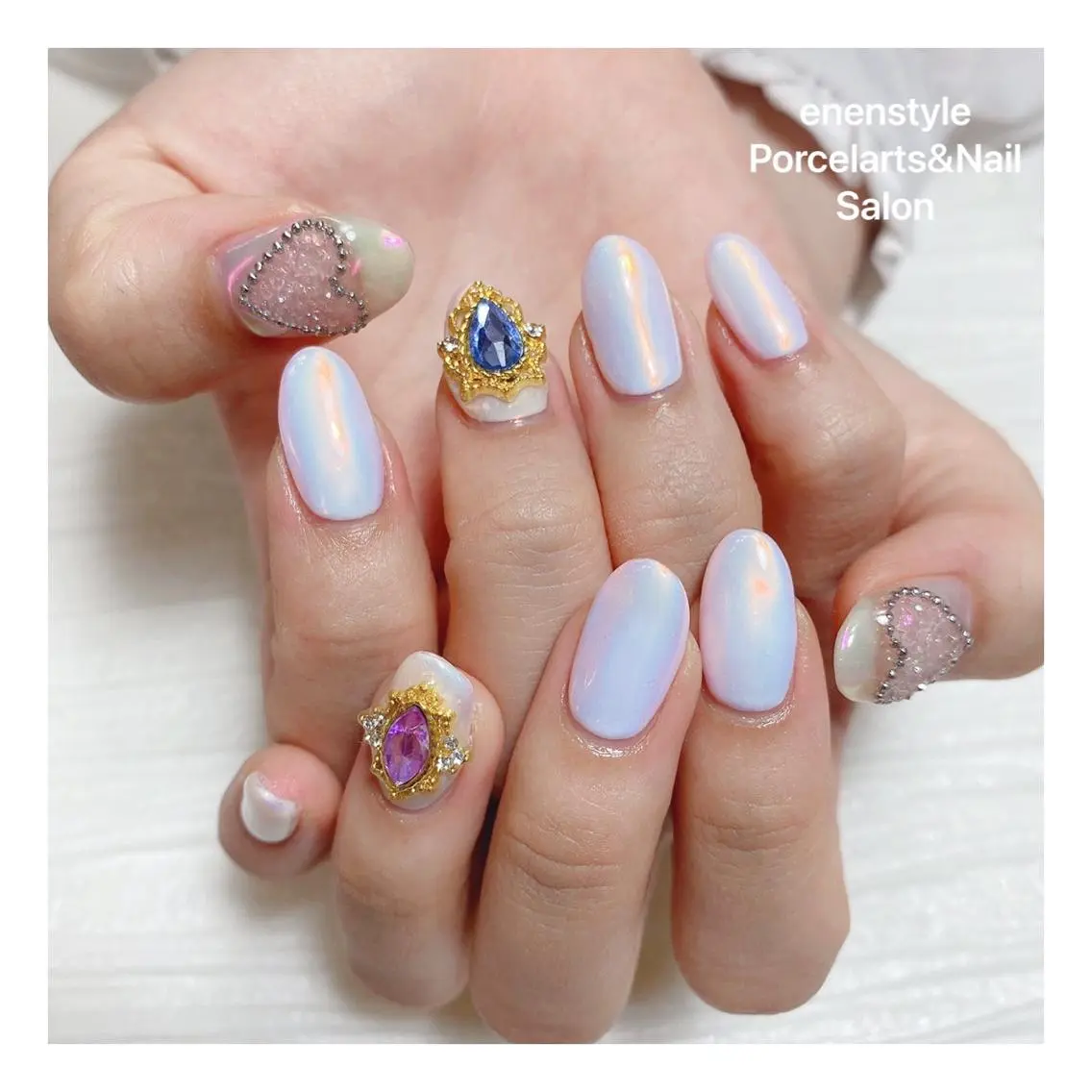 ミディアム ネイル ハンドネイル 🐾enen style 🐾のネイルデザイン