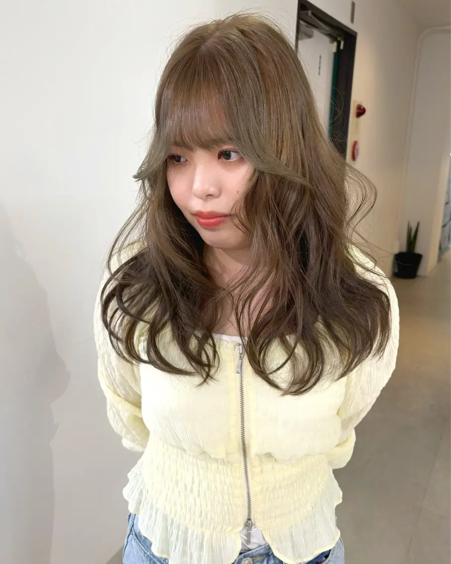ロング カラー ベージュカラー ブリーチ 透明感カラー ダブルカラー ブリーチなしカラー カット ヘアカラー mizuki/ピンク ベージュ.レイヤーのヘアスタイル