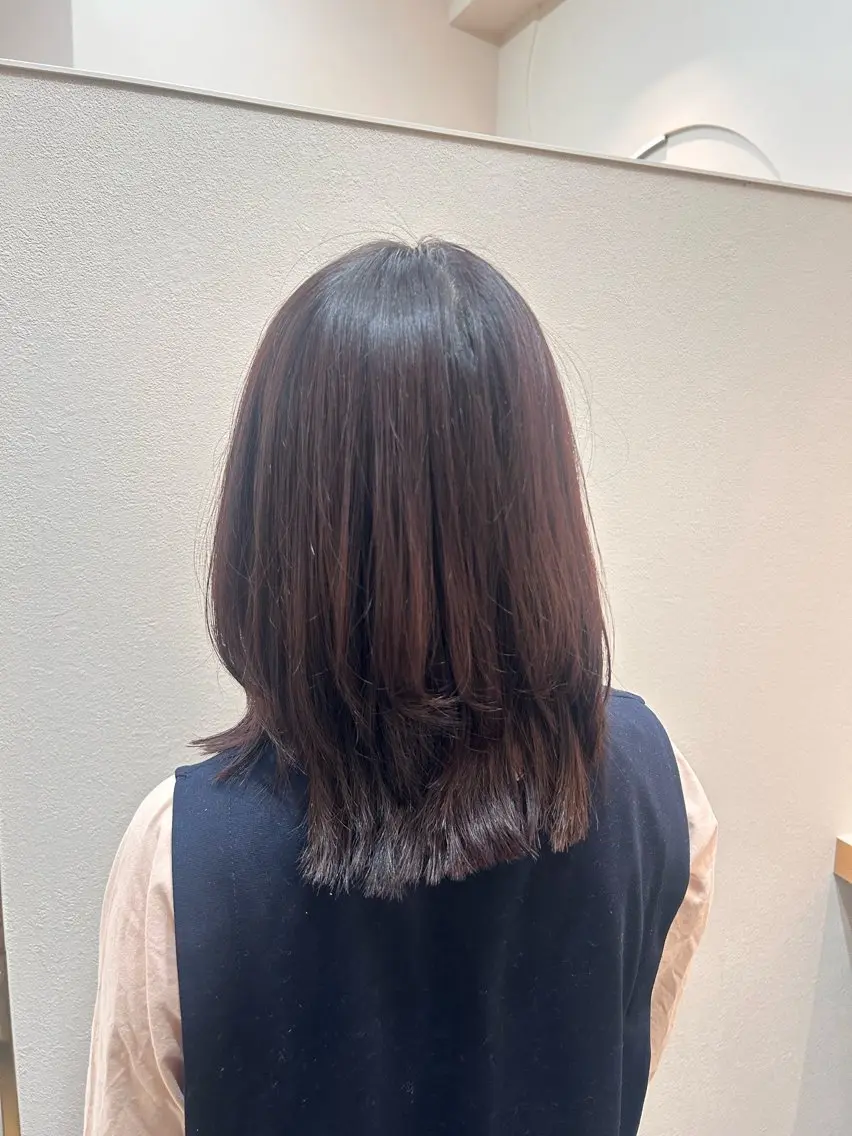 ミディアム カラー ブラウンカラー くびれヘア レイヤーカット カット ヘアカラー roan宗像店 Megumiのヘアスタイル
