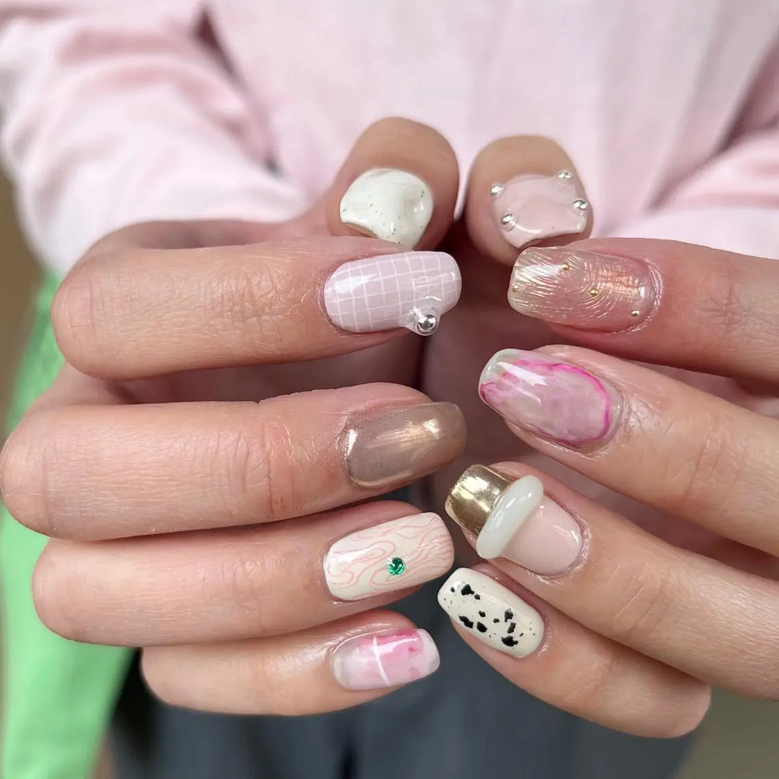 ネイル ピンク 春ネイル ハンドネイル vegh. nail／阿波座のネイルデザイン