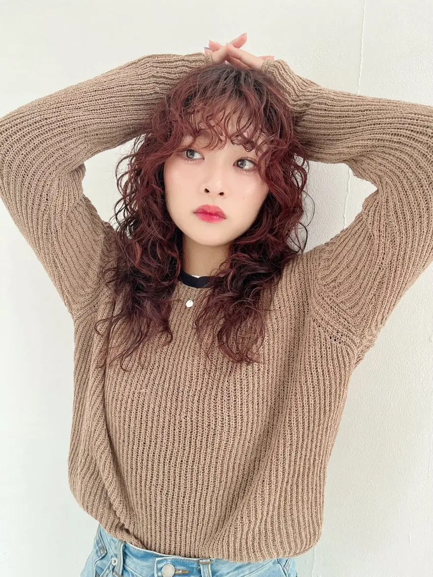 ロング カラー パーマ レイヤーカット カット ヘアカラー パーマ 似合わせパーマ/ kazuのヘアスタイル