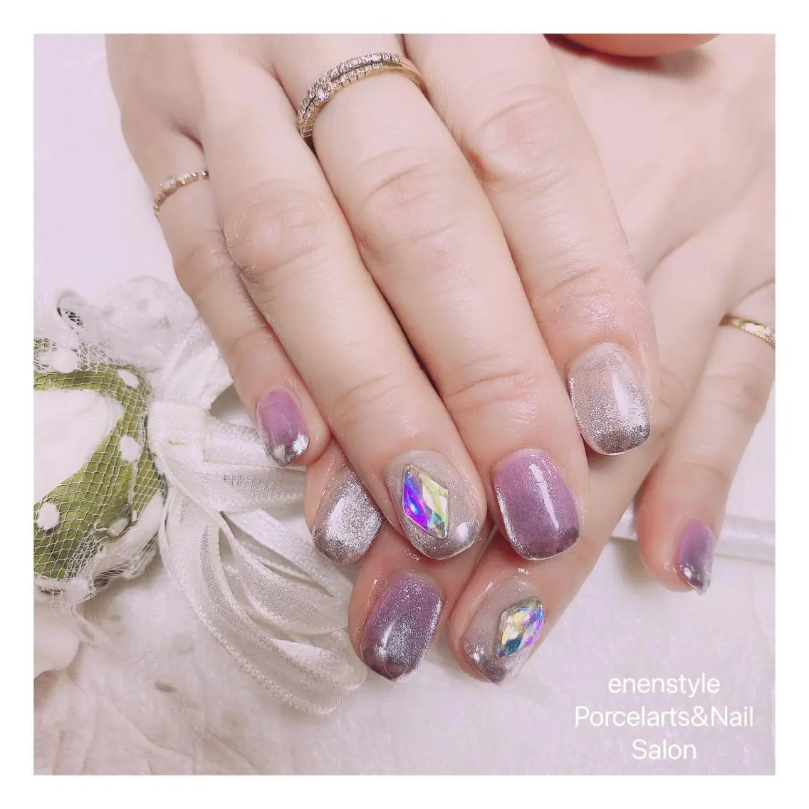 ミディアム ネイル ハンドネイル 🐾enen style 🐾のネイルデザイン