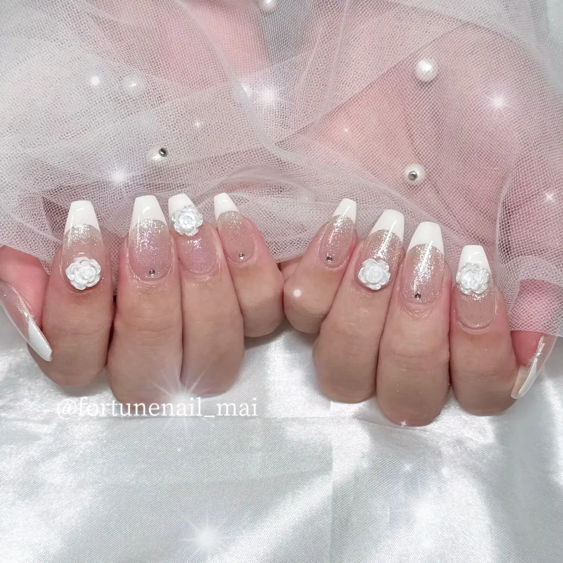 ネイル フレンチネイル ハンドネイル 🎀Mai 🎀7/7🈳⟡.·のネイルデザイン