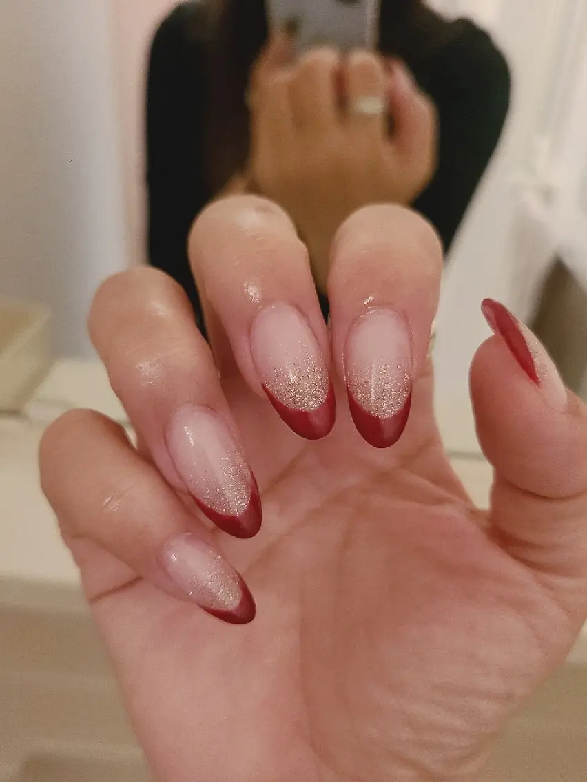ネイル ボルドー フラッシュネイル フレンチネイル ジェルネイル グラデーション Nailroom3  古屋のネイルデザイン