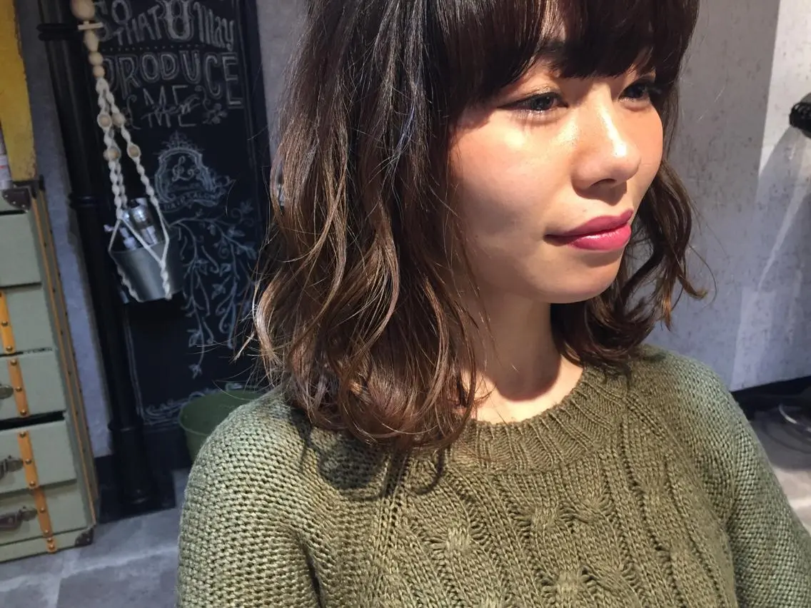 ミディアム カラー パーマ ヘアアレンジ メンズ キッズ ネイル マツエク・マツパ ボブ 韓国ヘア♡おくれ毛♡ ボブ♡sayakaのヘアスタイル