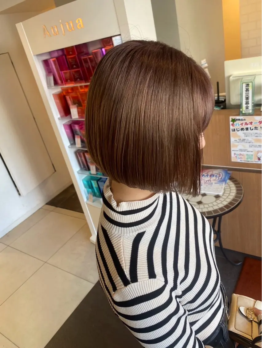 ミディアム カラー イルミナカラー ボブ カット ヘアカラー 🍓似合わせカット× パーマ/矢木🍓のヘアスタイル