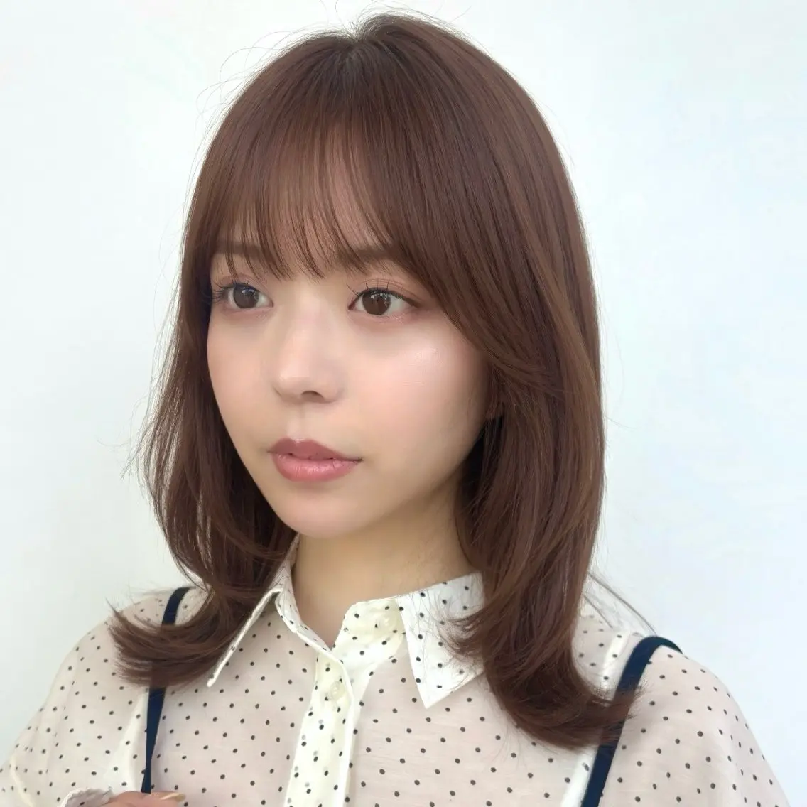 ミディアム カラー ブラウンカラー くびれヘア レイヤーカット カット ヘアカラー トリートメント 顔まわり🥨レイヤー /透明感/水口舞奈のヘアスタイル