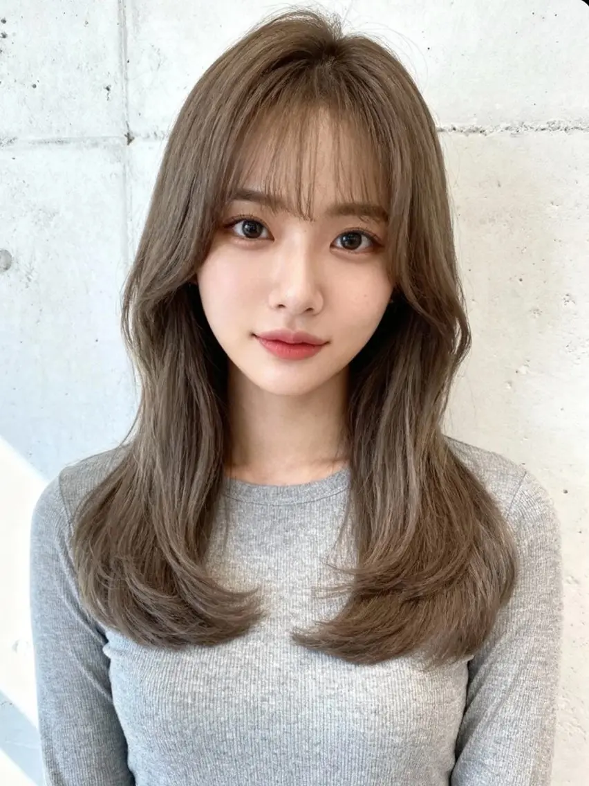 セミロング カラー アディクシーカラー 透明感カラー くびれヘア 顔まわりレイヤー 韓国風ヘア カット ヘアカラー 韓国レイヤーカット 🫧大阪梅田レイヤーのヘアスタイル
