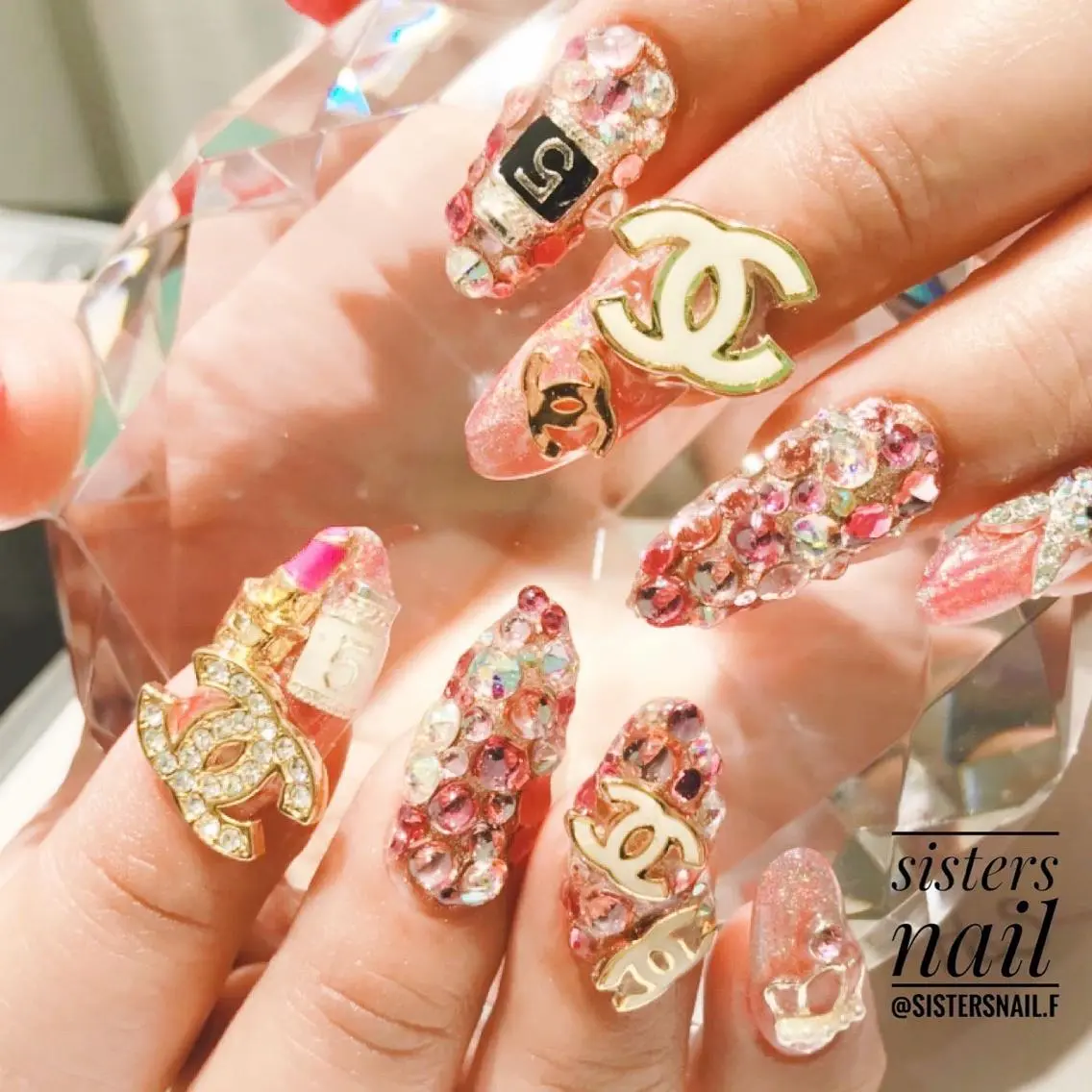 ネイル アートネイル クリアネイル 成人式 ホログラムネイル キラキラネイル sisters nail.fのネイルデザイン