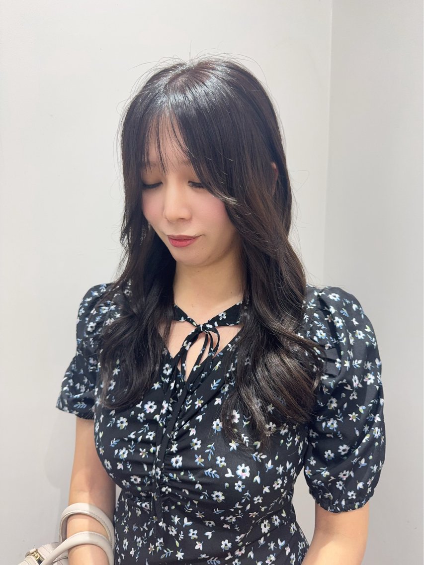 ロング カラー 顔周りカット レイヤーカット カット ヘアカラー トリートメント 髪質改善🧚レイヤー 🩵ワンホン/岡山駅のヘアスタイル
