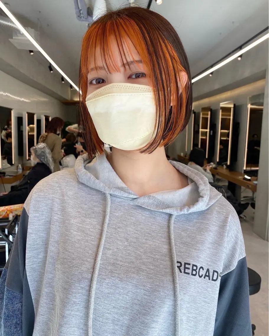 ショート カラー ミストバング ブリーチ  フェイスフレーミング 似合わせカット/ ハイトーン/aoiのヘアスタイル
