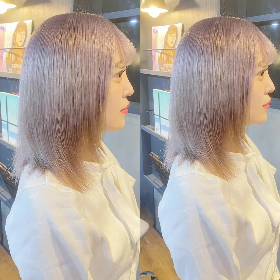 ミディアム カット ヘアカラー トリートメント yoriダブルカラー 代表すがわらのヘアスタイル
