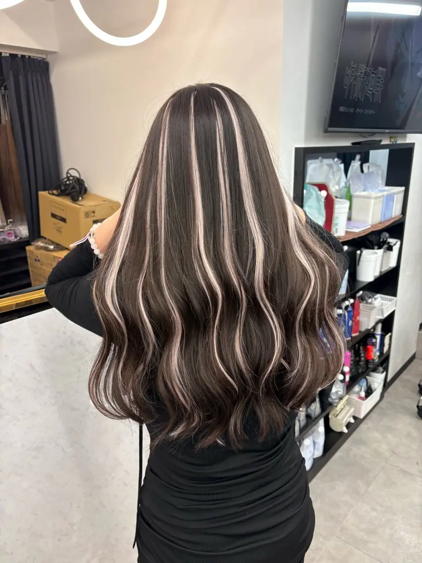 ロング エクステ ハイライト エクステ ZYNX わかなのヘアスタイル