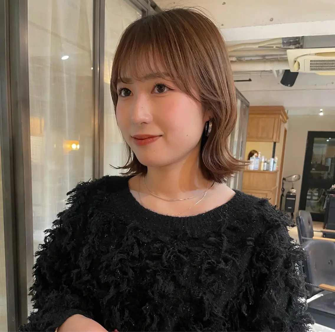 ミディアム ボブ くびれヘア 顔周りカット 小顔カット カット FERIA 緑地公園 🎀山口 ゆらら🎀のヘアスタイル