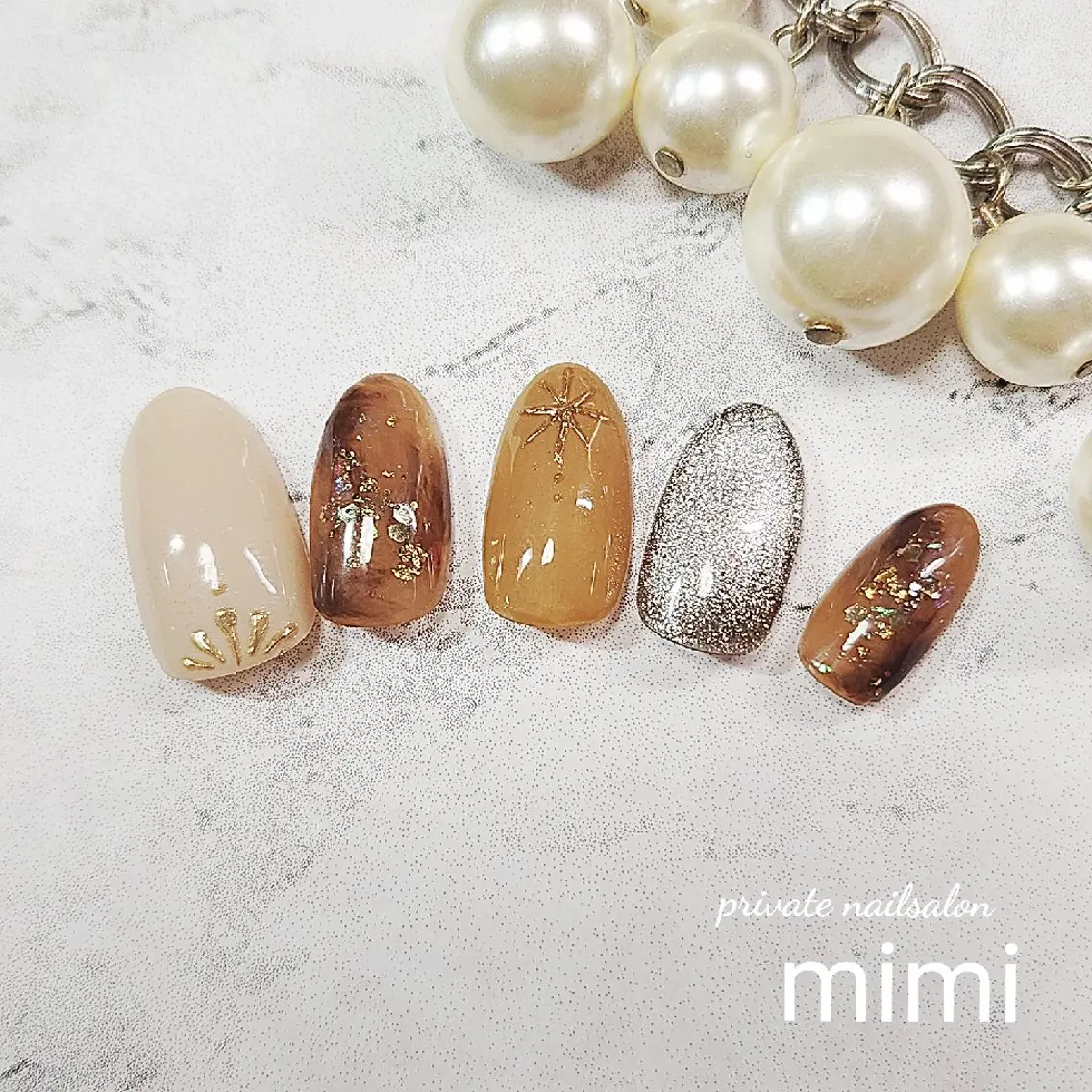 ネイル ブラウン 博多ネイル ｍｉｍｉのネイルデザイン