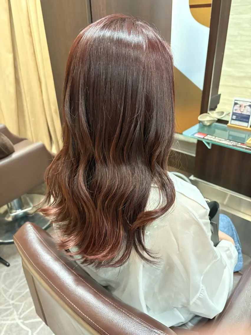 セミロング カラー ブラウンカラー ピンクカラー ピンクブラウン カット ヘアカラー トリートメント 小池 穂果/ 府中のヘアスタイル