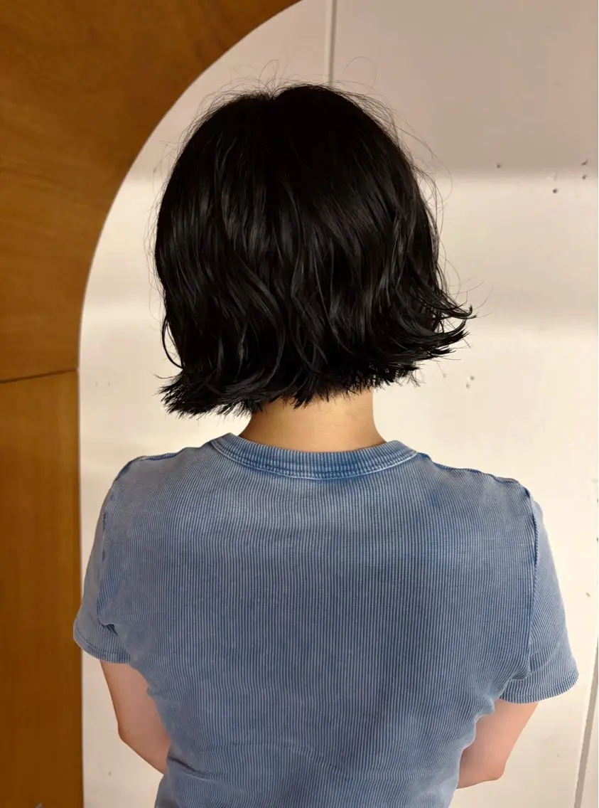 ミディアム ミディアムパーマ ボブ カット パーマ 藤原 直希のヘアスタイル