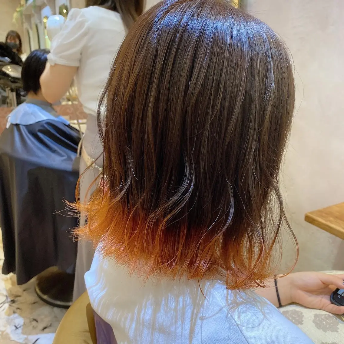 ミディアム オレンジブラウン カット ヘアカラー 代表山口ひな 髪質改善のプロのヘアスタイル