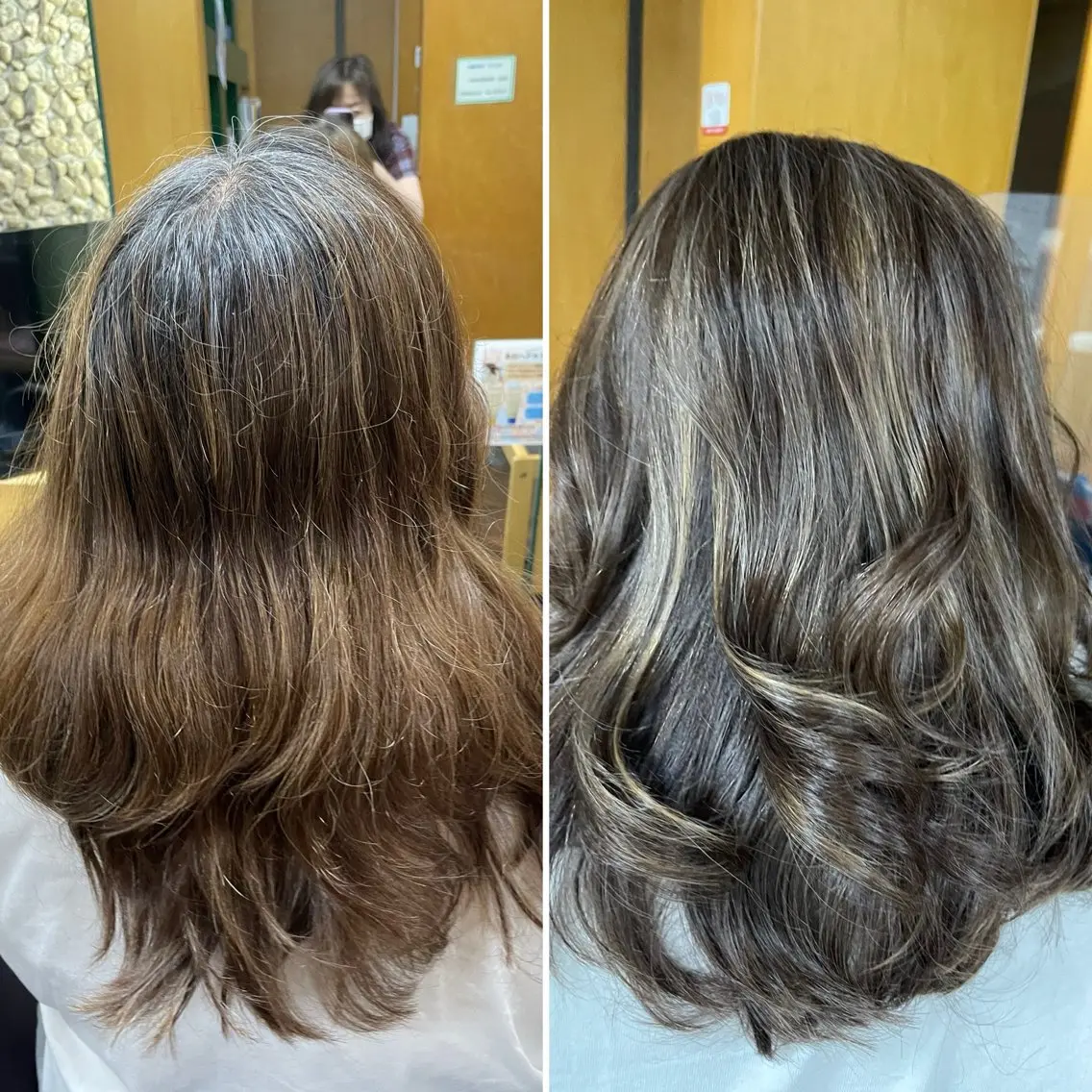 セミロング カラー katae sayoriのヘアスタイル