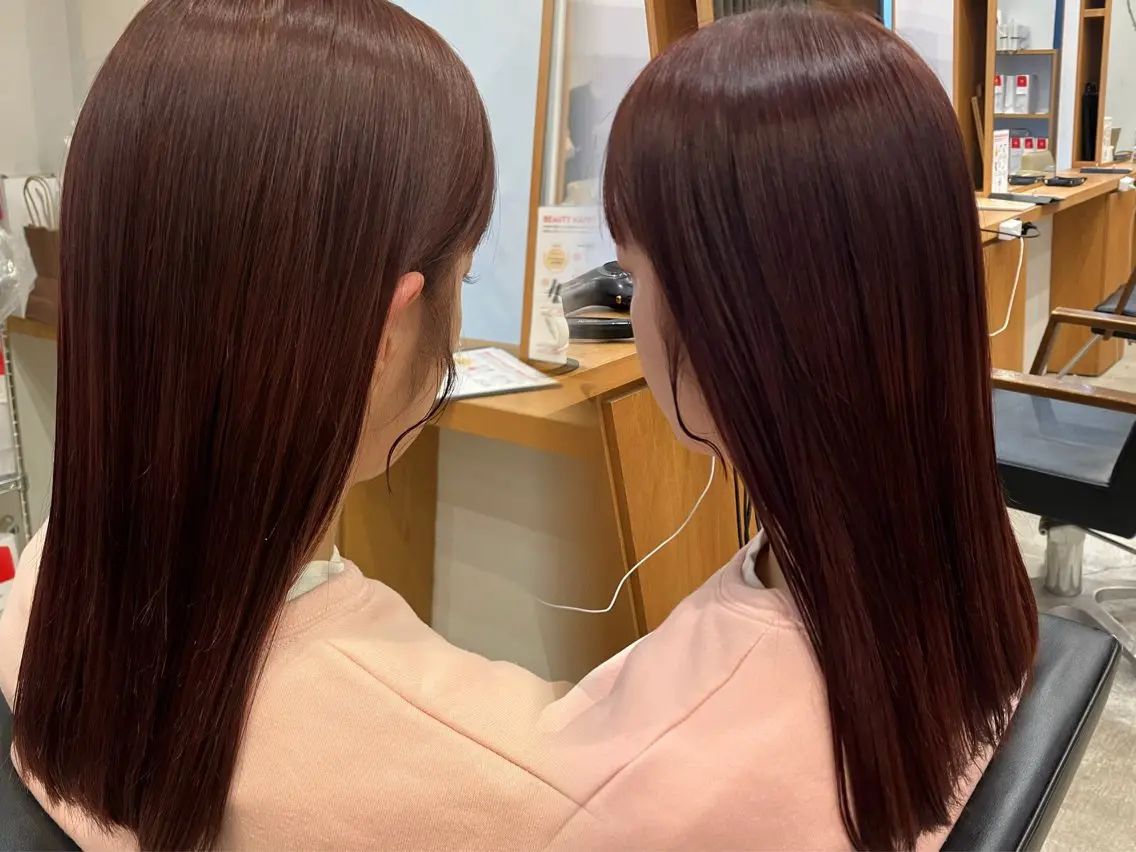ロング カラー ブラウンカラー ピンクカラー ピンクブラウン 髪質改善 トリートメント riru/髪質改善/ 透明感カラーのヘアスタイル