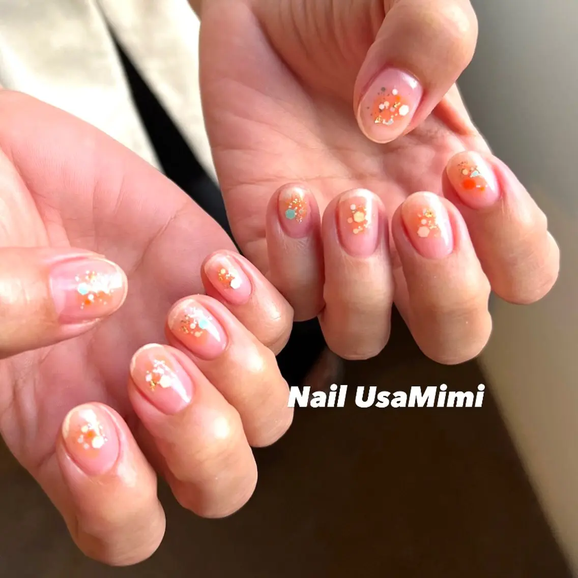 ネイル オーロラネイル フットネイル ジェルネイル 氷ネイル・うるうるネイル キラキラネイル 本町ネイルNail UsaMimiのネイルデザイン