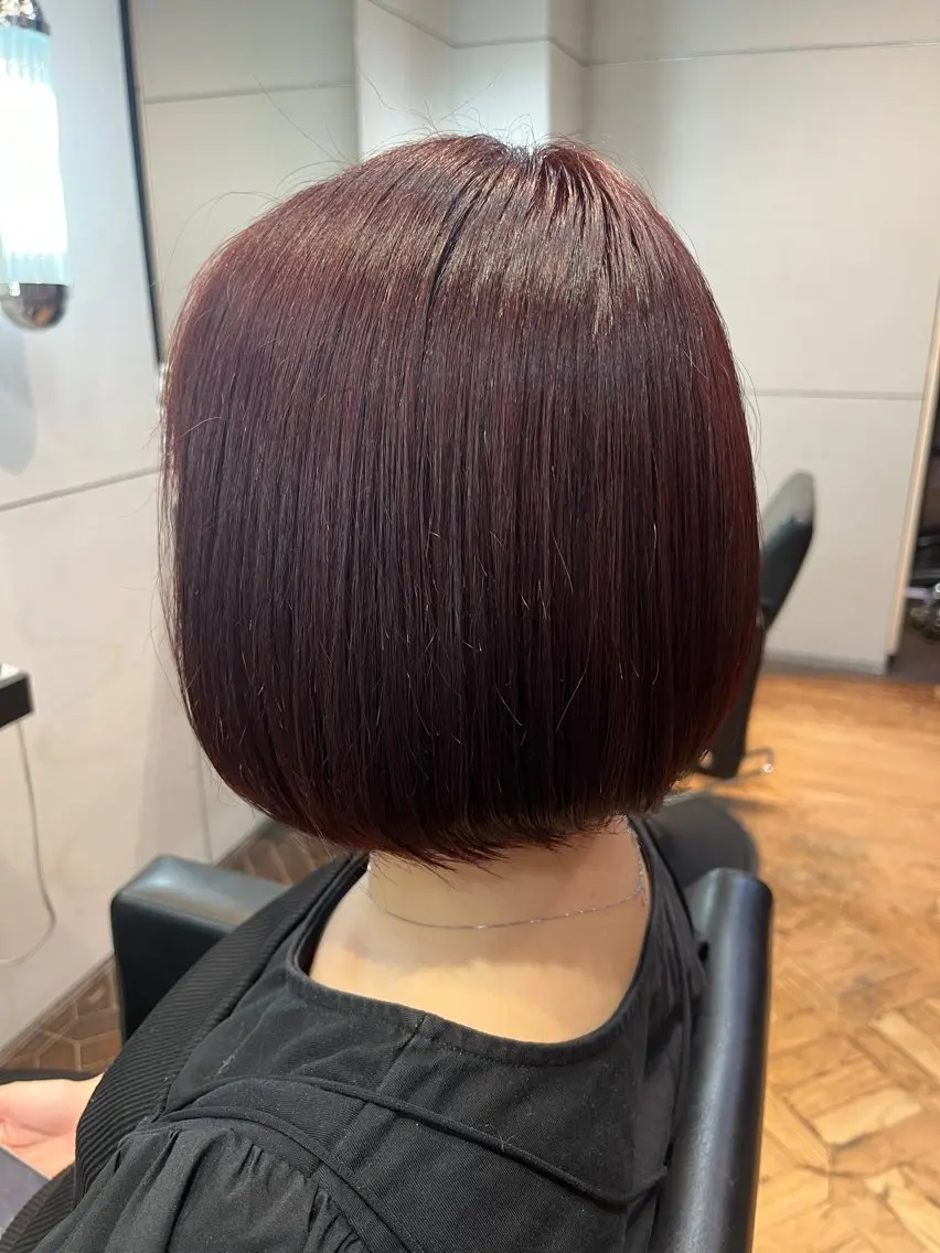 ショート カラー ボルドーカラー ブラウンカラー ボブ 村本 和将のヘアスタイル