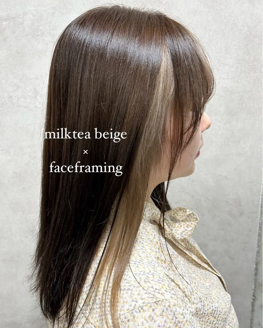 ロング カラー ミストバング ベージュカラー ブリーチ  フェイスフレーミング ミルクティーベージュ ヘアカラー Rin♡透明感ピンク 🎀白肌ラベンダーのヘアスタイル