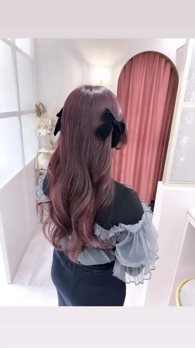 ロング カラー レッドカラー 桃瀬 綾音 カラー/縮毛募集中♡のヘアスタイル