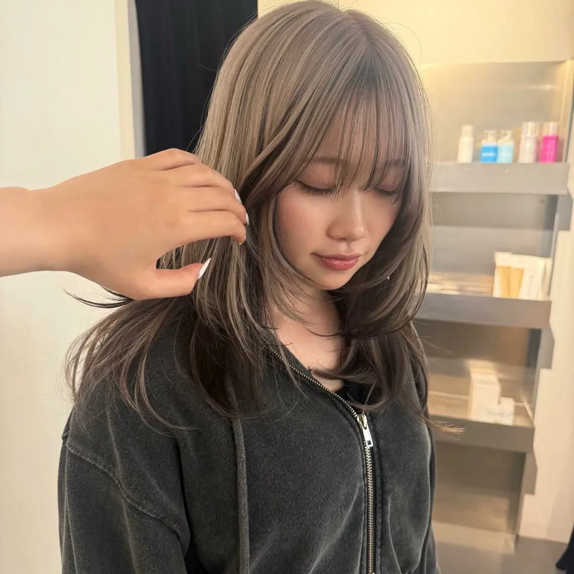 セミロング カラー ヘアアレンジ カット ヘアカラー トリートメント Mizobe misakiのヘアスタイル