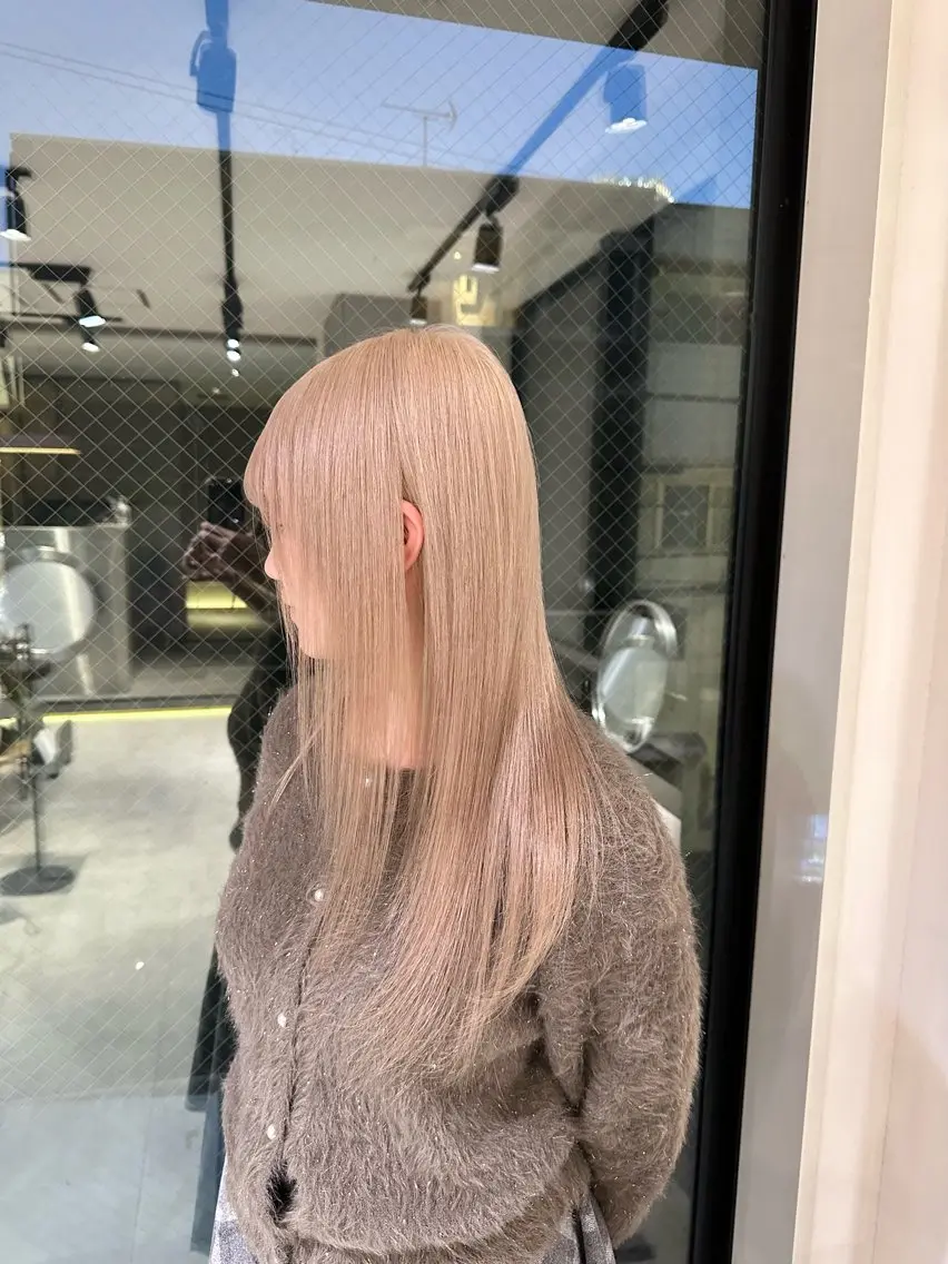 ロング ヘアカラー ミルクティー/韓国ヘ アHaruka🎀のヘアスタイル