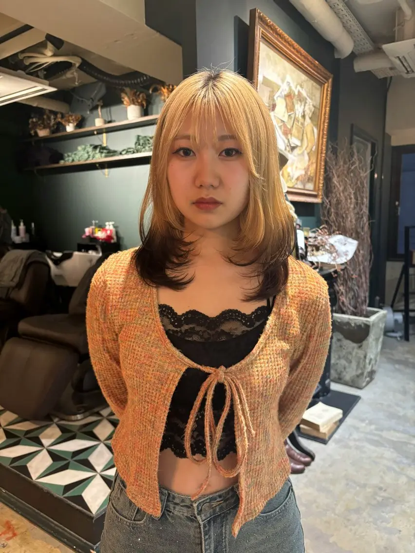 ミディアム カラー カット ヘアカラー ブリーチ/エクステ はしもと そな🫧のヘアスタイル