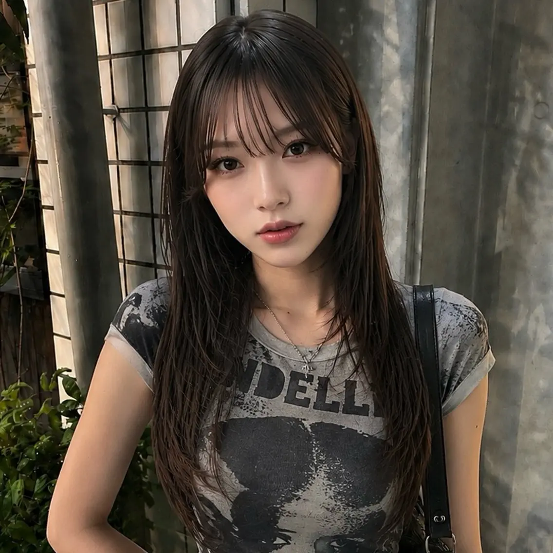 ロング 顔まわりレイヤー 顔周りカット ハッシュカット 韓国風ヘア レイヤーカット カット ヘアカラー トリートメント ハイトーン/レイヤー カット/TAKEのヘアスタイル