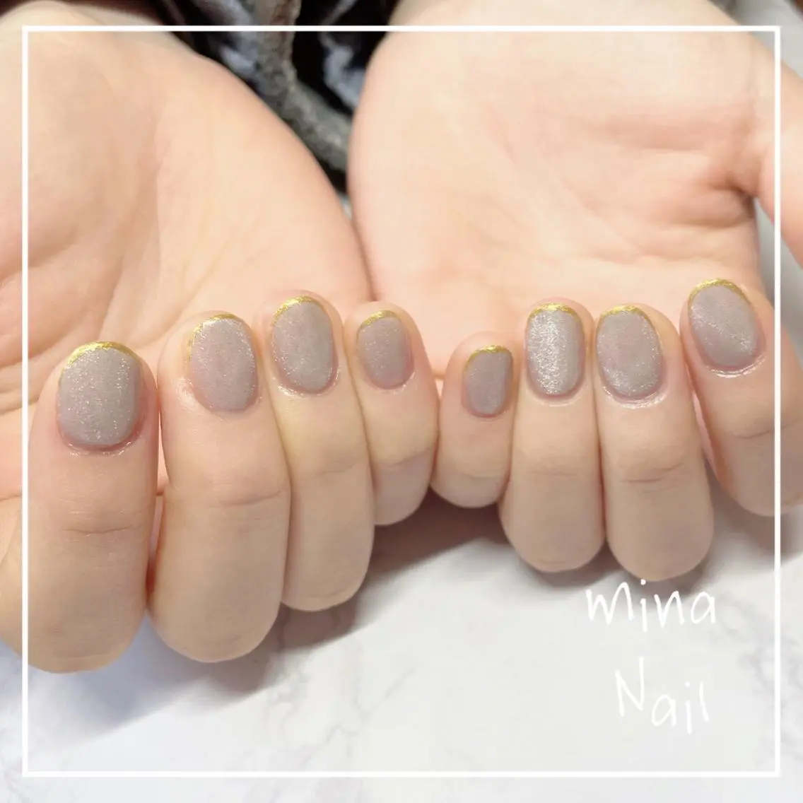 ネイル フレンチネイル ゴールド マグネットネイル mina Nailのネイルデザイン
