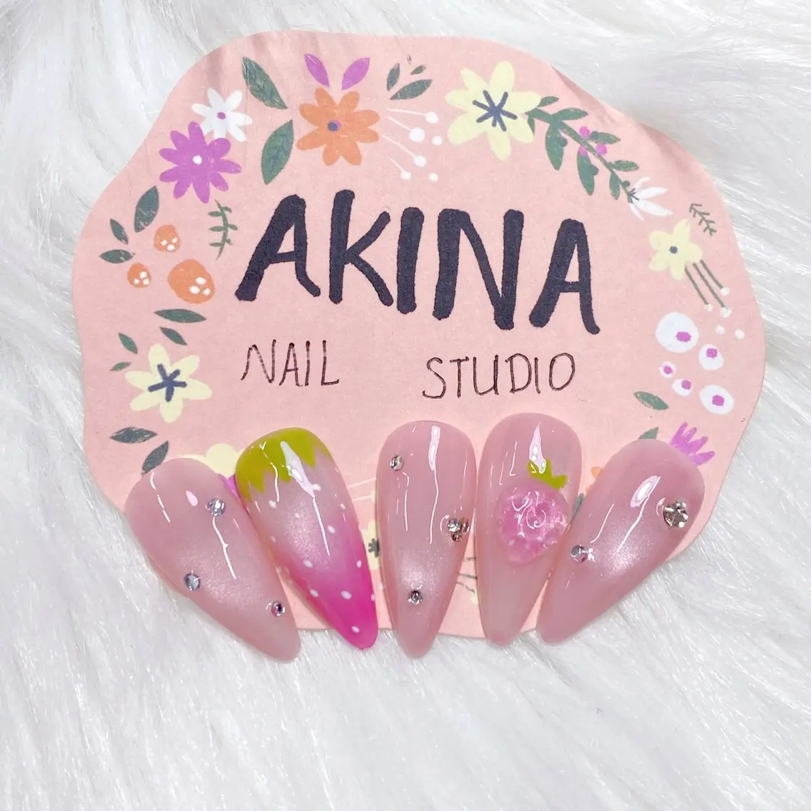 セミロング ハンドネイル Akina Nail 亀戸のネイルデザイン