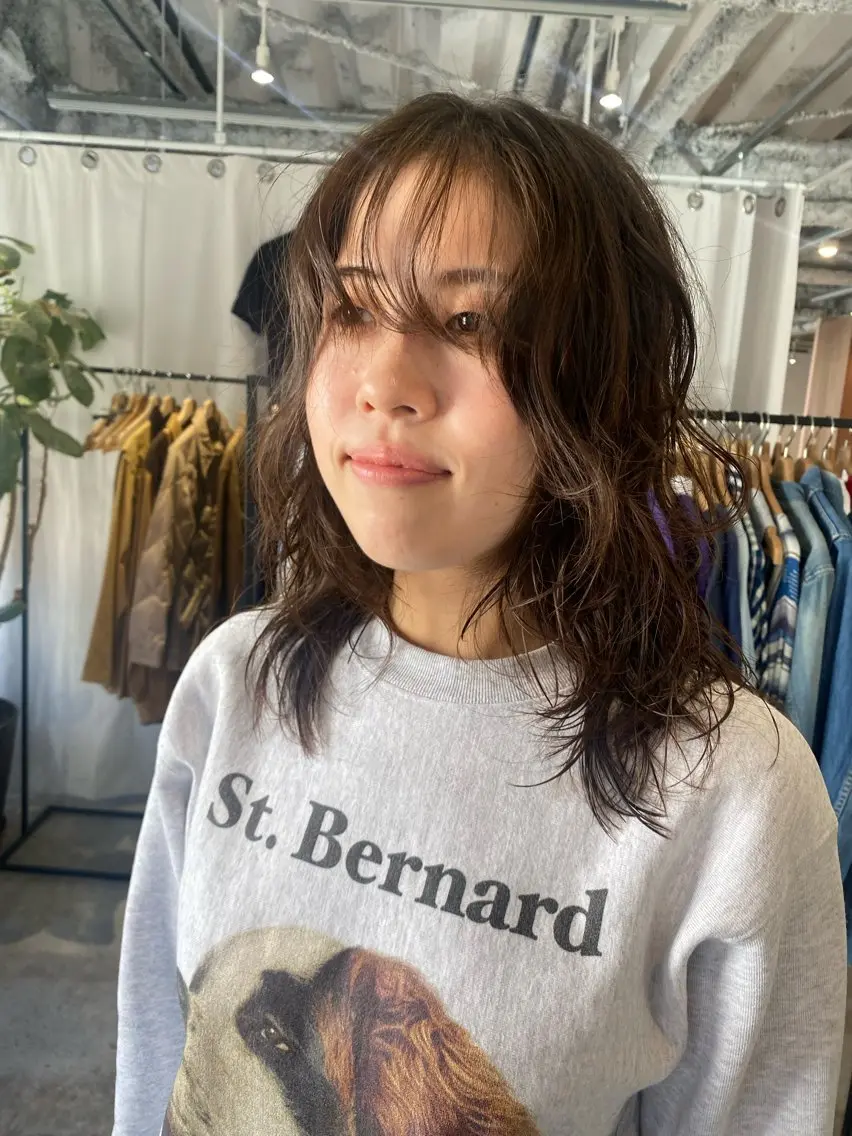 ロング カラー パーマ カット パーマ トリートメント Hayashi Shioriのヘアスタイル