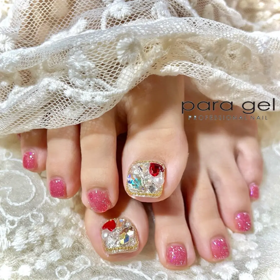 ネイル ハート 赤色 ハンドネイル Bianca🎀 ONODERAのネイルデザイン