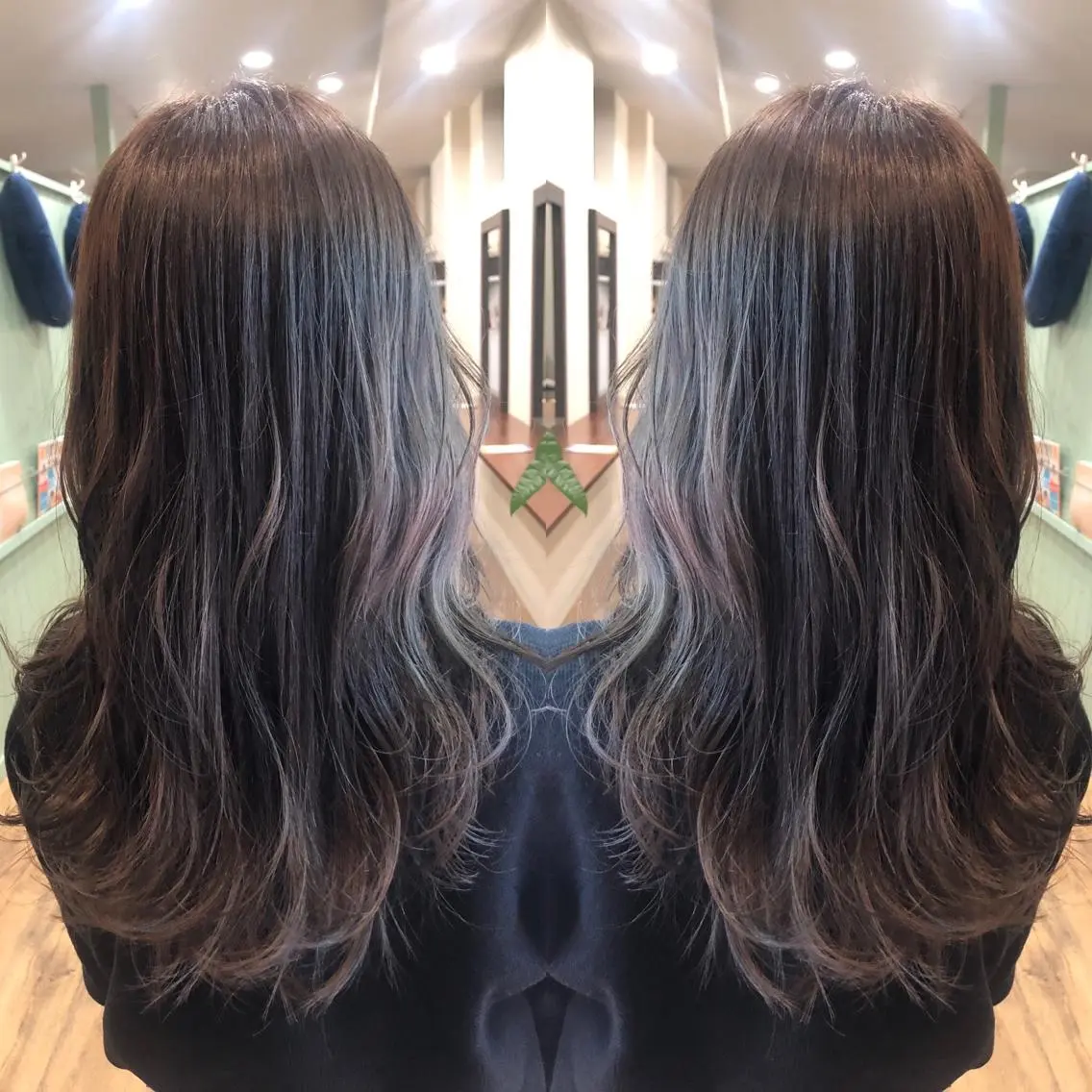 ロング カラー ブリーチ グレージュ ブリーチなしカラー 堀谷 彩花のヘアスタイル