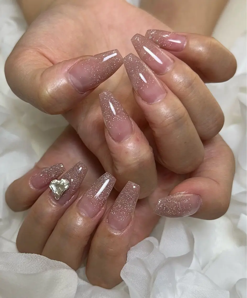 ネイル グラデーション ラメ(グリッター) ラメグラデーション スカルプネイル ハンドネイル Re:star nail薬院/今泉のネイルデザイン