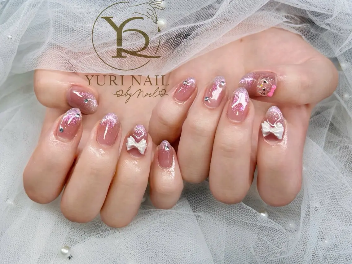 ネイル チークネイル フットネイル グラデーション 韓国ネイル 持ち込み YURI Nail NARITAのネイルデザイン