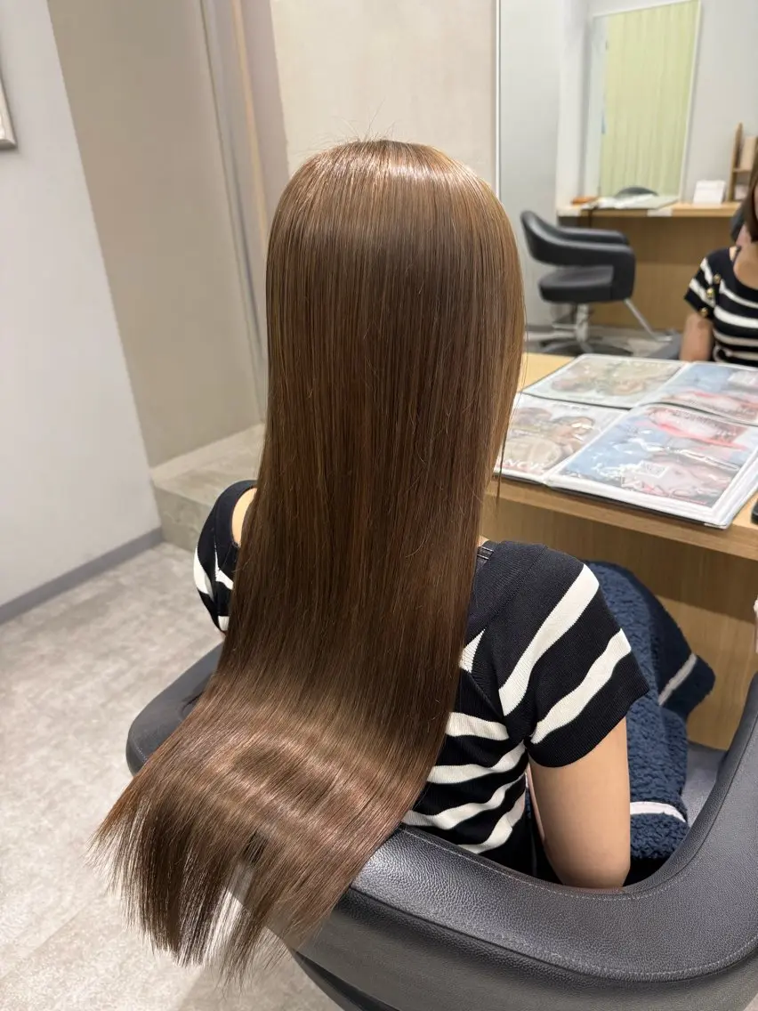 ロング カラー ブリーチ ケアブリーチ ヘアカラー 巻ける髪質改善🫧ハ イライト/永田汰伊智のヘアスタイル