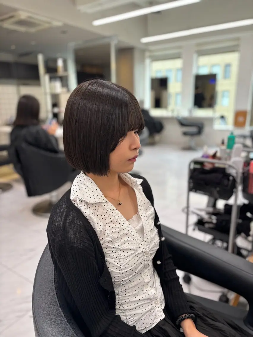 ミディアム カット トリートメント ヘッドスパ ヘアセット 🥨似合わせ/ボブ /ベージュ/楽人🥨のヘアスタイル