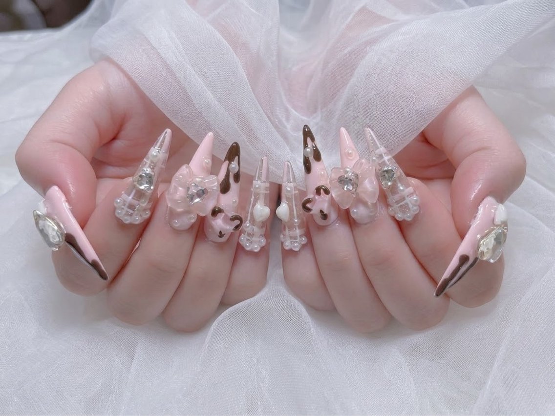 ロング 韓国風ヘア ロング ハンドネイル ハンドケア CHIBI NAIL SALON 船橋のネイルデザイン