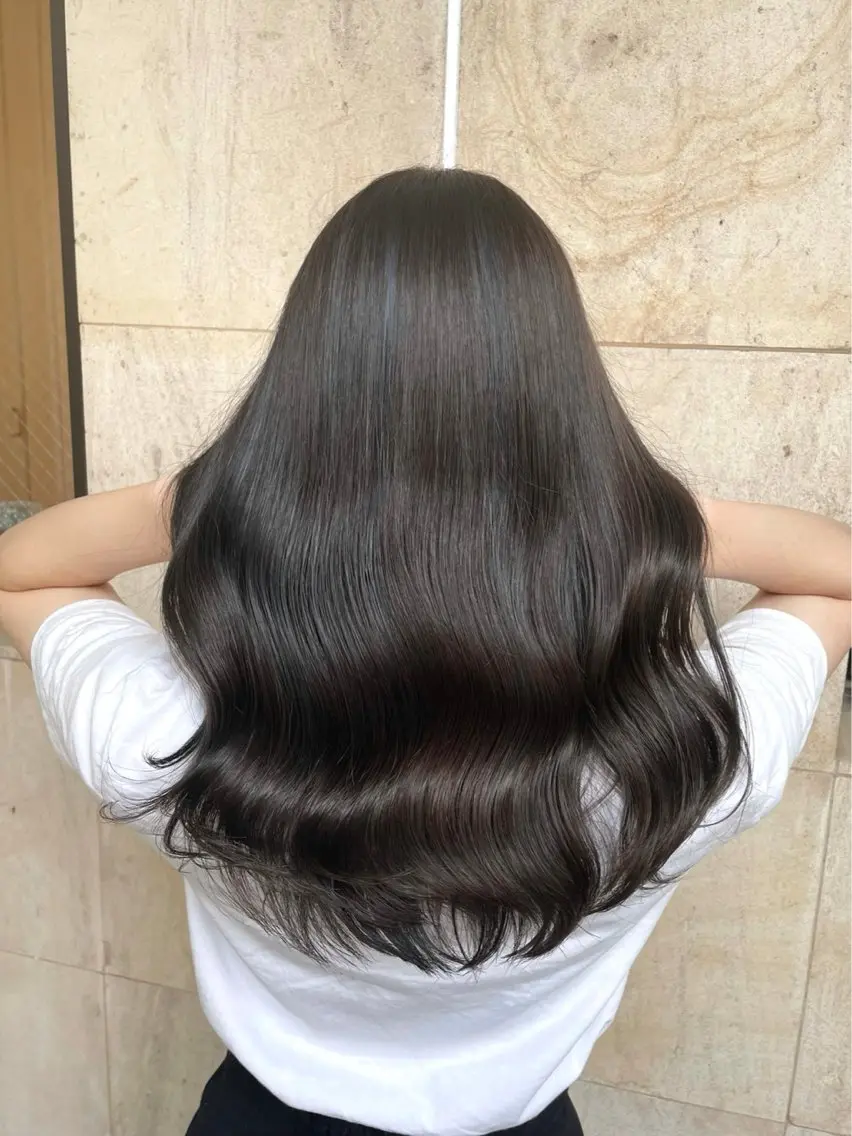 ロング ピンクブラウン 顔周りカット 髪質改善 縮毛矯正 カット ヘアカラー トリートメント 前髪顔周り/艶カラ ーYudaiのヘアスタイル