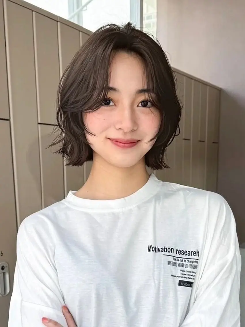 ミディアム パーマ ミディアムパーマ ボブ カット パーマ ボブパーマ🍄レディ ーショート特化りょうのヘアスタイル