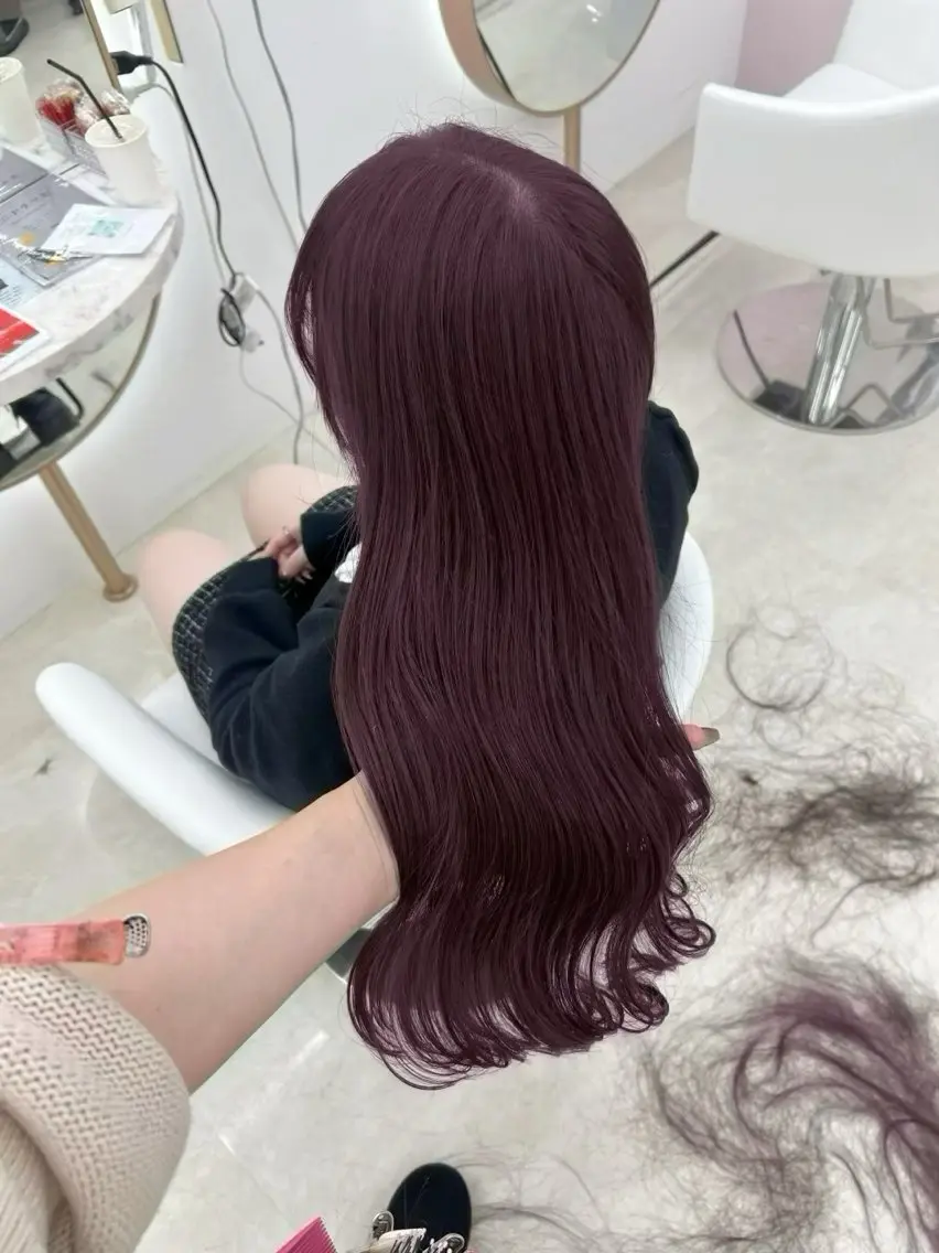 ロング カラー 透明感カラー ラベンダーカラー ヘアカラー トリートメント shu ラベンダー/ピンクのヘアスタイル