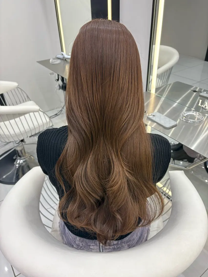 ロング カラー カット ヘアカラー トリートメント 新宿/韓国ヘア 中明度カラー/かやのヘアスタイル