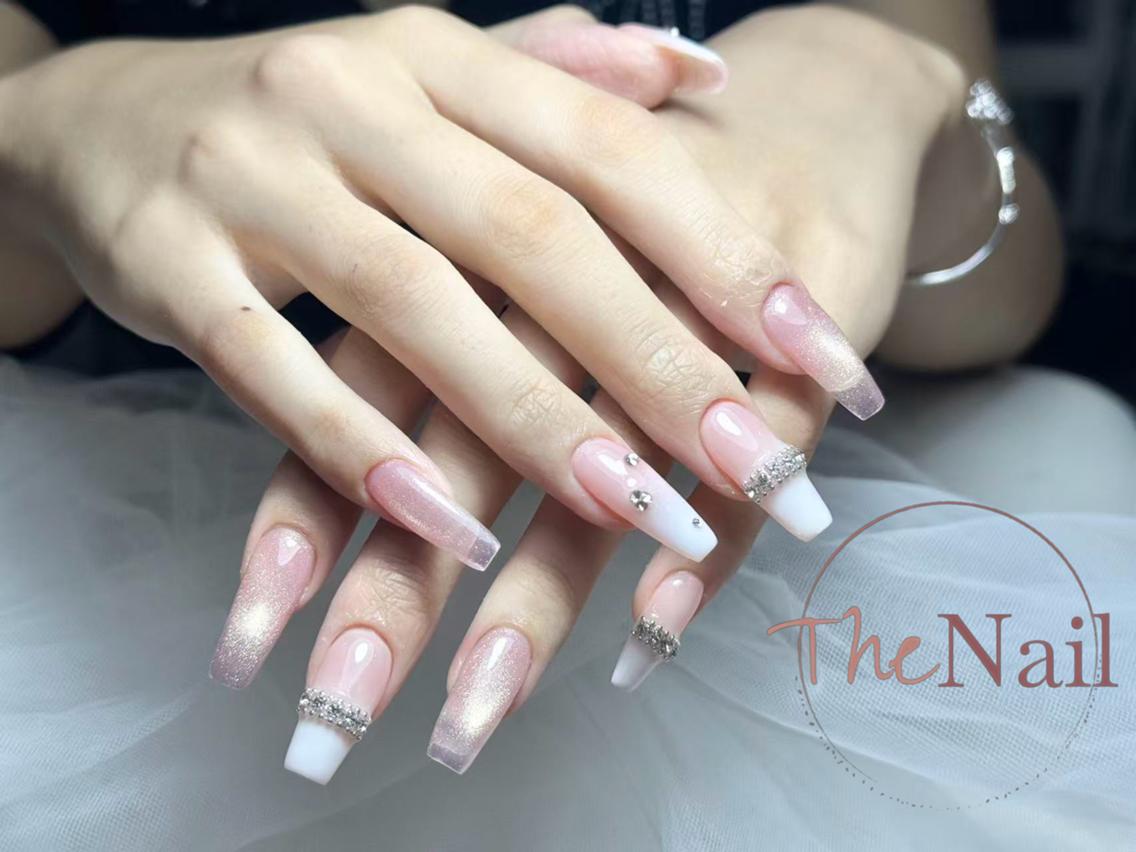 ネイル チークネイル 長さ出し フラッシュネイル フレンチネイル ガラスフレンチ ハンドネイル ハンドケア The Nail 大久保店のネイルデザイン